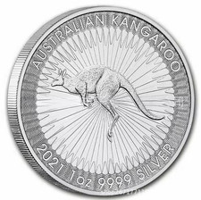 UK 1oz solid 99.99% silver coin 2021 Kangaroo, Perth Mint, Uncirculated