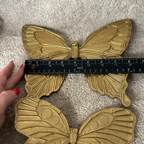 Vintage MCM Schmetterling 3D HOMCO Gold Schmetterling Plaketten Wandbehang Cottagecore - Bild 4 von 6