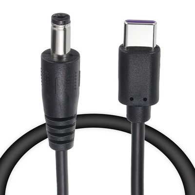 1,3FT USB-C auf DC PD Schnellladekabel für Power, 5,5x2,1mm (Schwarz)
