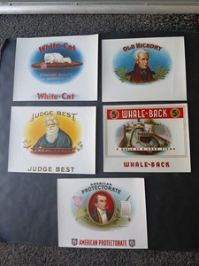 Lot 5 Vtg. Cigar Box Labels~ JUDGE BEST, WHITE CAT, ANDREW JACKSON,JAMES MONROE