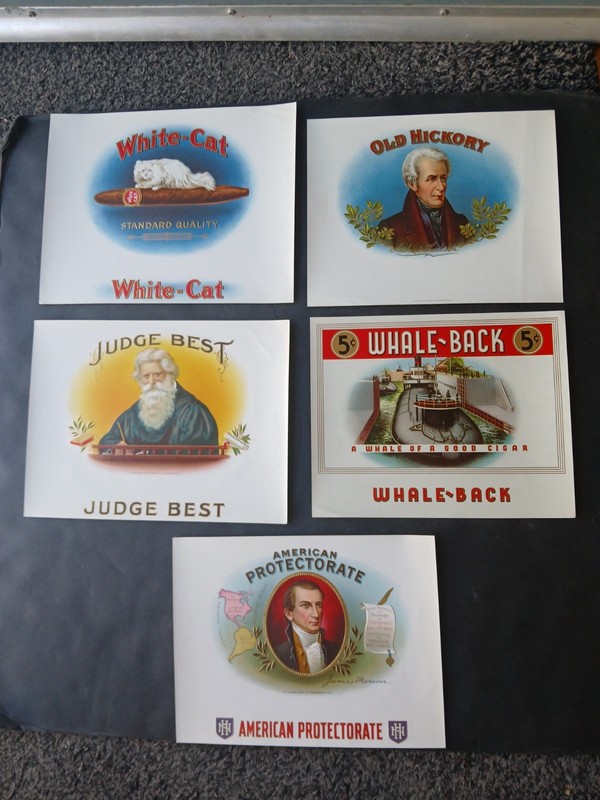Lot 5 Vtg. Cigar Box Labels~ JUDGE BEST, WHITE CAT, ANDREW JACKSON,JAMES MONROE