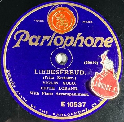 Edith Lorand: Liebesleid (Solo Violine) Kreisler 78 U/min 12'' Parlophon E 10537