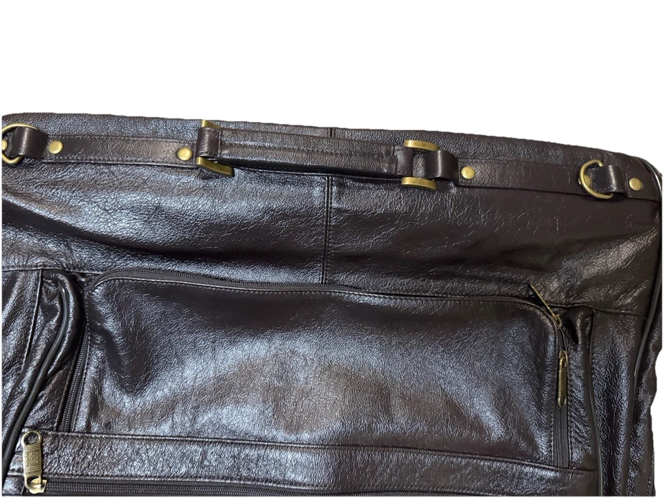 Elegante bolso de tres trajes de cuero negro marrón para hombre Foto 3 de 4
