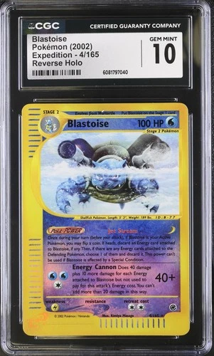 CGC 10 Pokémon English Blastoise 4/165 2002 Expedition Rare Reverse Holo