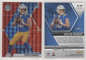 2020 Panini Mosaic Rookies Mosaic Red Prizm Justin Herbert #204 Rookie RC