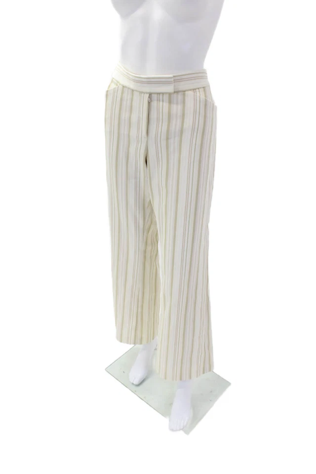 Женские брюки Elie Tahari на пуговицах плоские спереди прямые штанины в полоску размер 10 - Изображение 2 из 4