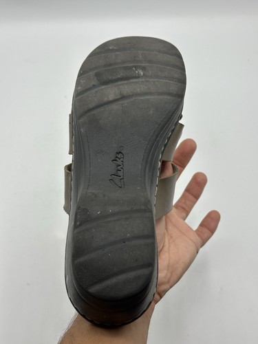 Sandali donna Clarks bronzo metallizzato marrone slip on pelle misura 6M cinturino - Foto 13 di 16