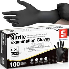 Black Nitrile Gloves, Powder Free, Disposable Gloves Latex Free for Medical Exam