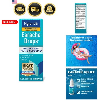Earache Drops, Natural Relief of Swimmer's Ear, Cold and Flu, Allergy Symptom...