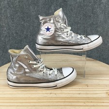 Converse Sneakers Womens 8 Chuck Taylor All Star Hi High Top Lace Up Silver