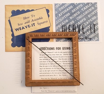 Vintage Weave-It WOOD Hand Loom Needle & Copy Instructions HERO Mfg. Co. #7