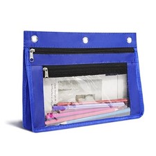 Pencil Pouch for 3 Ring Binder, Expandable Binder Pouches with 1 Pack Blue