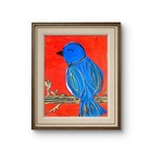 Bluebird On Branch Colorful Neo Expressionist Original Wall Art 11x14 Canvas. — photo 3