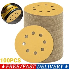 100-PACK 5 inch Sanding Discs 8-Hole Hook Loop Sander Orbital Sandpaper 80 Grit
