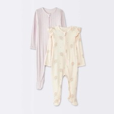 Cloud Island Baby Girls' Floral Footed Pajamas Pink 0-3M