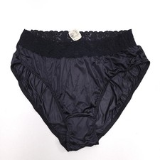 Intimate Pleasures Vintage Black Lace Trim High Cut Nylon Panties Size 18/20 NWT