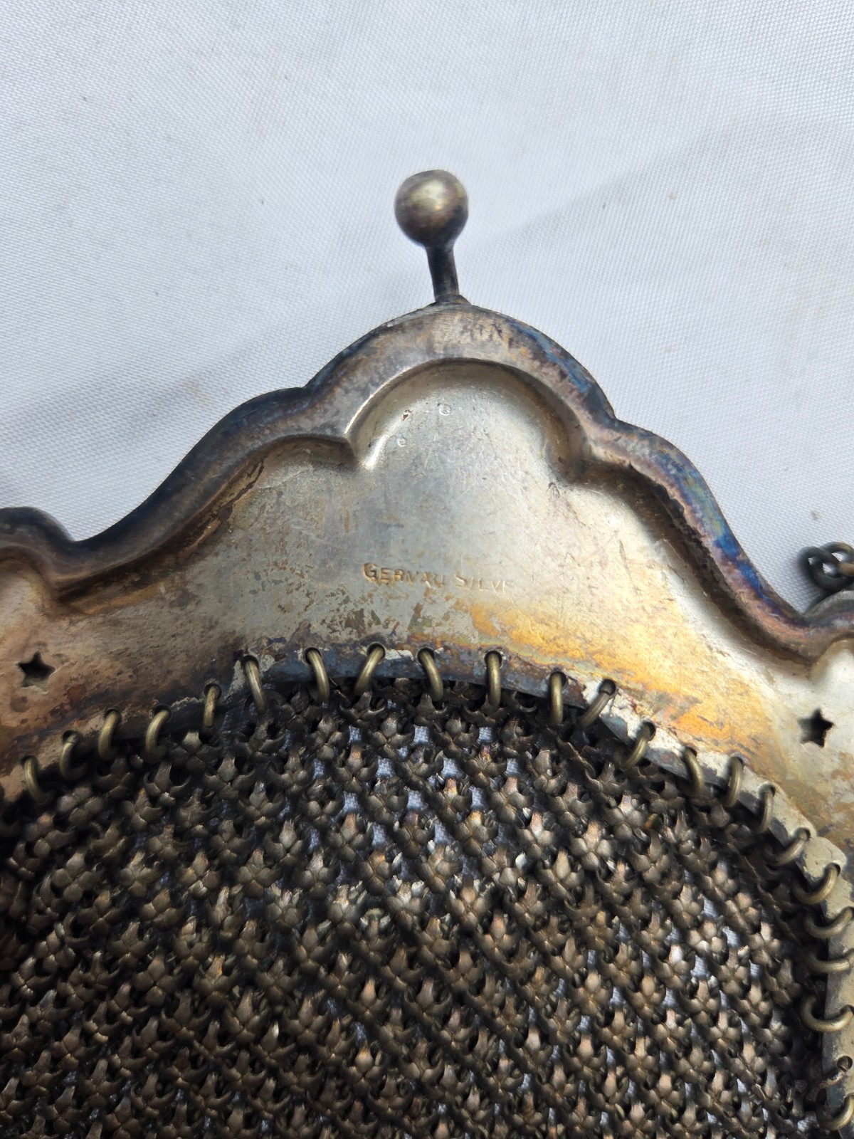 Antique German Silver Mesh Purse - image 3
