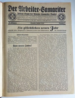 Zeitung: Der Arbeiter Samariter. Chemnitz 1930 1933; 40 Exemplare gebunden