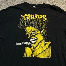 The Cramps Bad Music For Bad People Black Short sleeve Unisex Shirt Vtg KH16988