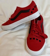 Vans Old Skool Red Black Heart Sneakers Kids Size 1.5