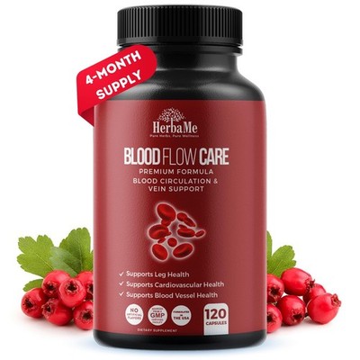 Blood Circulation Support Supplement for Leg Vein Health, 120 Capsules