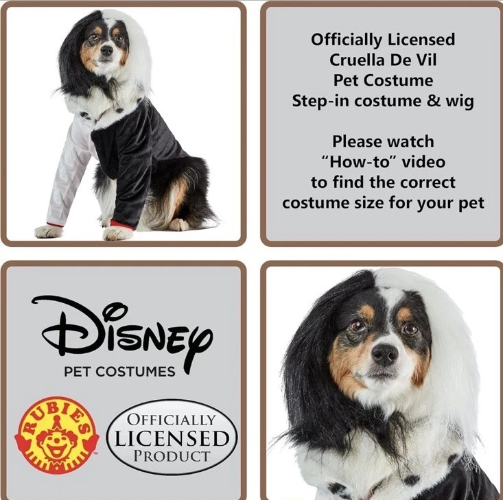 Cruella de Vil Disney Villanos Talla XL Vestir Halloween Perro Gato Mascota Disfraz Nuevo Foto 2 de 3