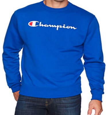Champion Mens Flc Crewneck Sweatshirt GF88H-5EC Blue, Size