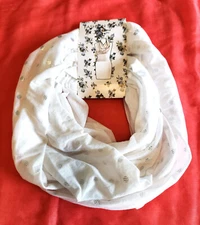 NWT Studio Thirtysix White Infinity Loop Oblong Scarf Soft with Polka Dots