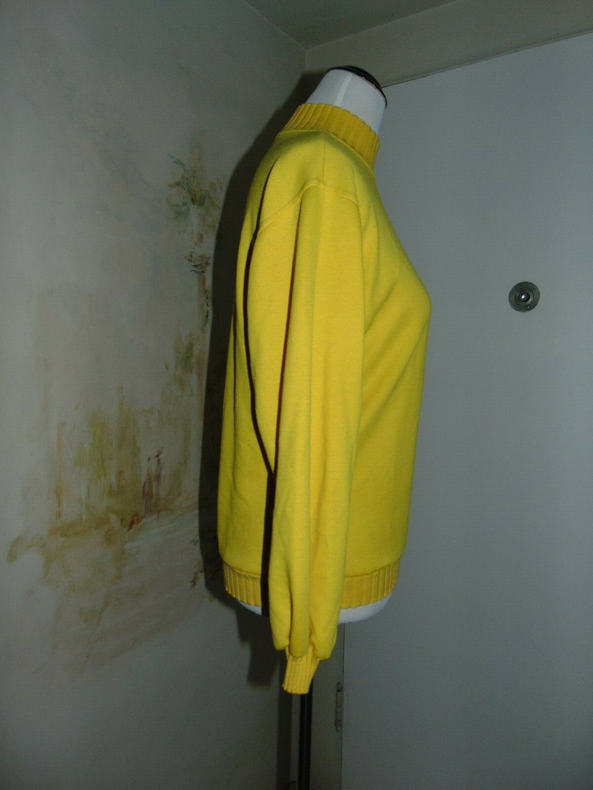 1986 VTG Jantzen Sport Yellow Knit Zip Up Collar Swea… Gem