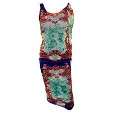 Jean Paul Gaultier Soleil S/S 2008 Unworn Logo 2 Part Top and Skirt 3 Piece Set