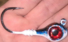 5 Big Eye Diablo Ribbed Jig Heads WHITE BLUE BLACK Trout Redfish  Swimbait Jigs