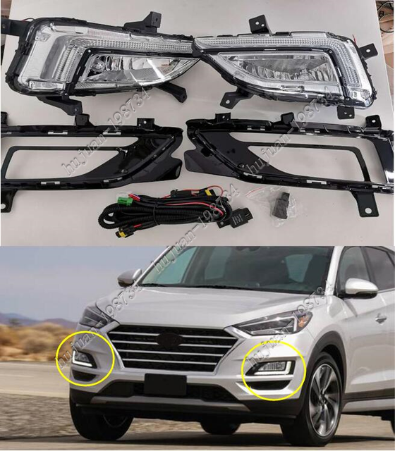 halogen Front Fog Light w/Bulbs + Wire/LED DRL Kit For 20192020