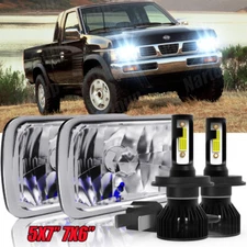 2PCS 5x7'' 7x6'' Inch LED Headlights Lamps Hi-Lo Beam For Nissan Pickup Hardbody