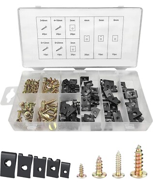 170PCS Car U Clips with Screw Assortment Kit - 10 Different Sizes Automotive