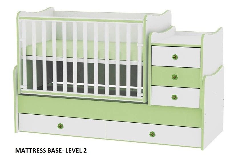 Luxury convertible 3in1 baby bed/cot with a swing Lorelli Maxi+ in fancy colours - Image 4 of 4