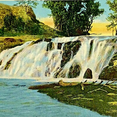 Postcard Cascade Falls Near Hot Springs, Black Hills South Dakota C. 1915-1930