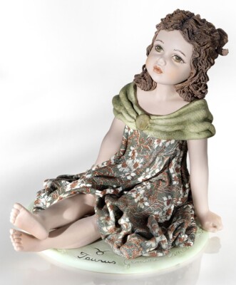 Capodimonte Porcelain Figure Girl Figure Bull Zodiac Sign