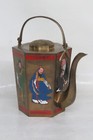 Japanese Brass Samurai Enamel Hexagon 6 Panel Tea Pot made in Taiwan 4405B