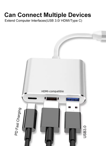 USB C HUB Adapter Typ C zu USB HDMI 4K TV PD Samsung MacBook Air Pro PC Weiß - Bild 5 von 5