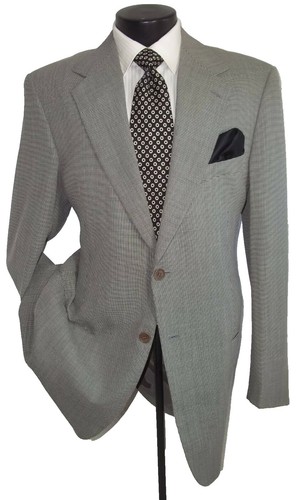 EMPORIO ARMANI Melange Wool Chester Coat Size 56 Black x Gray