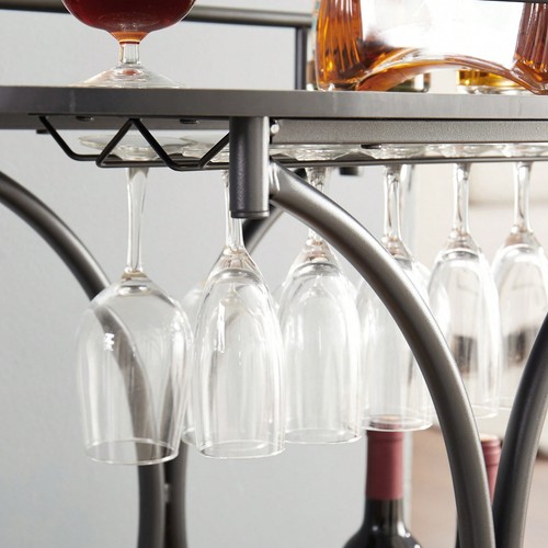 2-Tier Bar Cart, Mobile Bar Serving Cart, Industrial Style Wine Cart For Kitchen - Picture 8 of 9