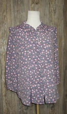 LC Lauren Conrad Sz XL Multi-Color Floral Long Sleeve Top Boho Cottage Core Cute