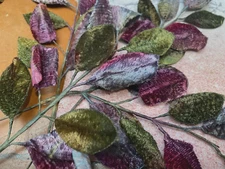 vintage 1940s  millinery leaves velvet mixed berry greens 1 spray made in Japan