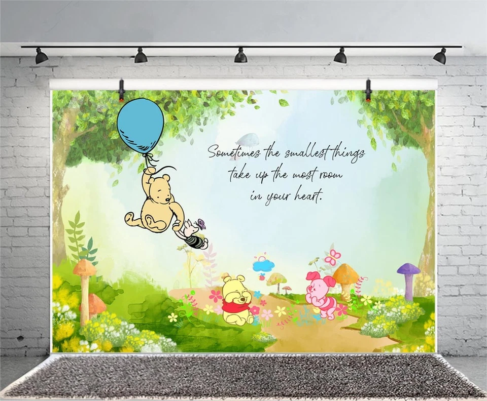 Winnie the Pooh Backdrop Balloon Baby Shower Birthday Party Photo Background - image 4 of 4