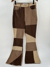 Social Tourist Brown Patchwork bell bottom Corduroy Groovy jeans Size 9 T85