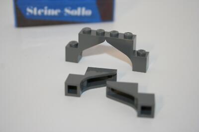 Lego (c) 4x Bogenstein halb 1x3x2 - dunkelgrau - 88292- brick arch