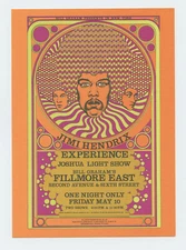 Jimi Hendrix Postcard 1968 Bill Graham Fillmore East AOR2.90 David Byrd R1987