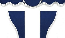 Truck Curtains Blue & White Pom Poms SCANIA MAN IVECO DAF VOLVO MERCEDES RENAULT