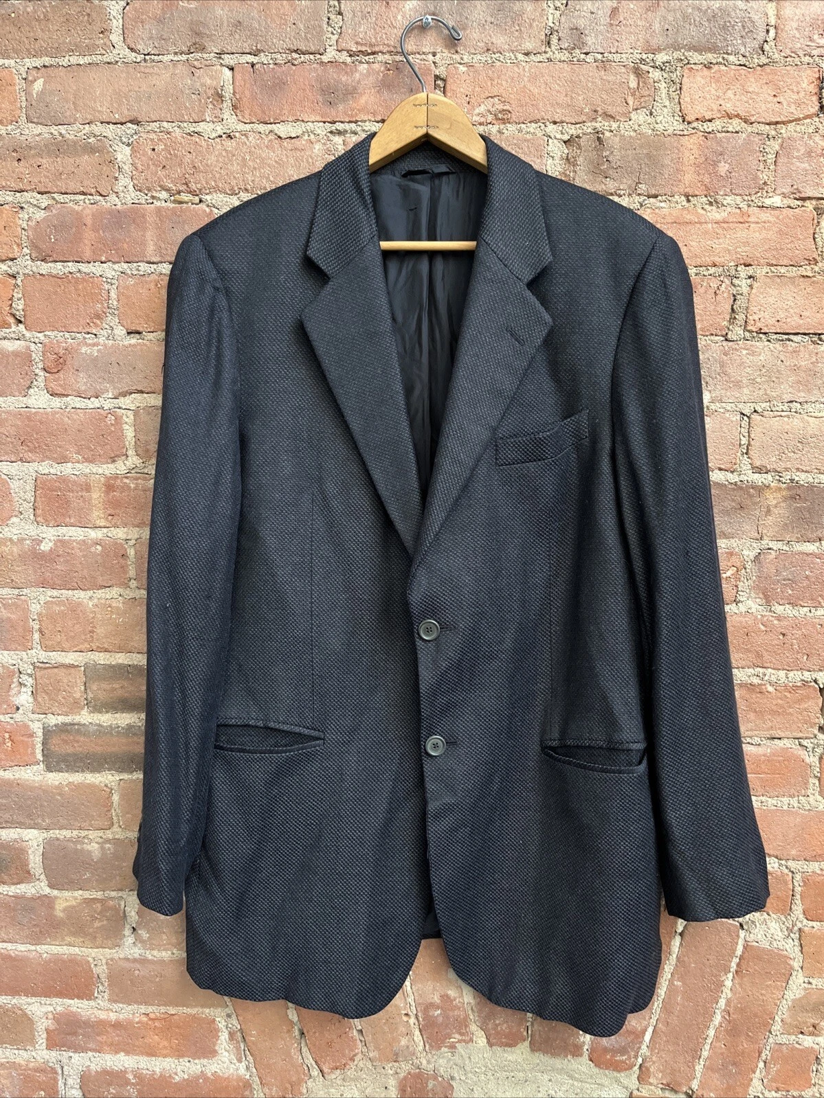 Giorgio Armani — Giorgio Armani Men’s Jacket, Sz 54, Midnight Wool/Viscose Jacquard, Italy