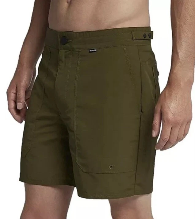 Hurley Mens AJ2631 Trails Fashion 17" Length Walk Sz 36 shorts Olive Canvas $55